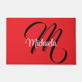 Minimalistisch moderner Monogramm Anfangsname rot Fußmatte (Vorderseite)