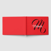 Minimalistisch moderner Monogramm Anfangsname rot Gästebuch (Voll)