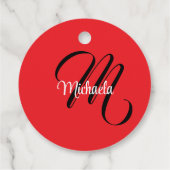 Minimalistisch moderner Monogramm Anfangsname rot Geschenkanhänger (Rückseite)