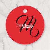 Minimalistisch moderner Monogramm Anfangsname rot Geschenkanhänger (Vorderseite)