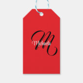 Minimalistisch moderner Monogramm Anfangsname rot Geschenkanhänger (Vorderseite)