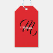 Minimalistisch moderner Monogramm Anfangsname rot Geschenkanhänger (Rückseite)