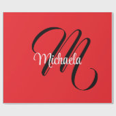 Minimalistisch moderner Monogramm Anfangsname rot Geschenkpapier (Flach)
