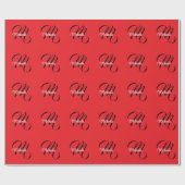 Minimalistisch moderner Monogramm Anfangsname rot Geschenkpapier (Flach)