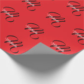 Minimalistisch moderner Monogramm Anfangsname rot Geschenkpapier (Ecke)