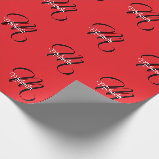 Minimalistisch moderner Monogramm Anfangsname rot Geschenkpapier (Ecke)