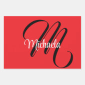 Minimalistisch moderner Monogramm Anfangsname rot Geschenkpapier Set (Vorderseite 3)