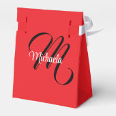 Minimalistisch moderner Monogramm Anfangsname rot Geschenkschachtel (Rückseite)