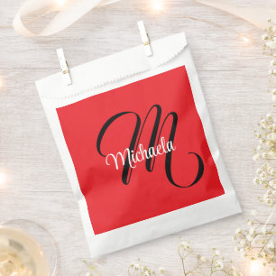 Minimalistisch moderner Monogramm Anfangsname rot Geschenktütchen