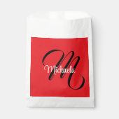 Minimalistisch moderner Monogramm Anfangsname rot Geschenktütchen (Vorderseite)