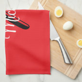 Minimalistisch moderner Monogramm Anfangsname rot Geschirrtuch (Viertel Falte)