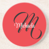 Minimalistisch moderner Monogramm Anfangsname rot Getränkeuntersetzer (Vorne)