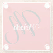 Minimalistisch moderner Monogramm Anfangsname rot Glasuntersetzer (Rückseite)