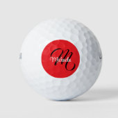 Minimalistisch moderner Monogramm Anfangsname rot Golfball (Vorderseite)