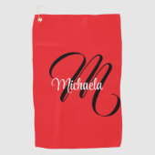 Minimalistisch moderner Monogramm Anfangsname rot Golfhandtuch (Vorderseite)