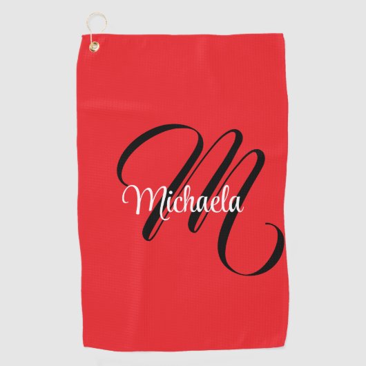 Minimalistisch moderner Monogramm Anfangsname rot Golfhandtuch (Vorderseite)