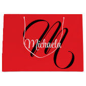 Minimalistisch moderner Monogramm Anfangsname rot Große Geschenktüte (Vorderseite)
