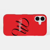Minimalistisch moderner Monogramm Anfangsname rot iPhone 16 Hülle (Rückseite (Horizontal))