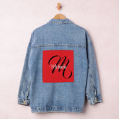 Minimalistisch moderner Monogramm Anfangsname rot Jeansjacke (Hangar)