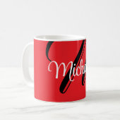Minimalistisch moderner Monogramm Anfangsname rot Kaffeetasse (Vorderseite Links)