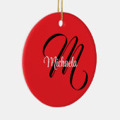Minimalistisch moderner Monogramm Anfangsname rot Keramik Ornament (Rechts)