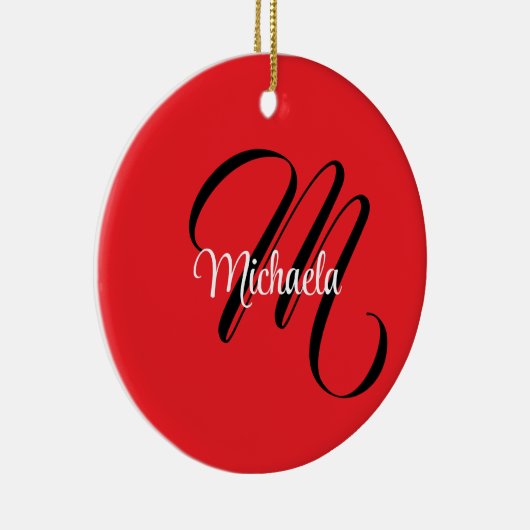 Minimalistisch moderner Monogramm Anfangsname rot Keramik Ornament (Rechts)