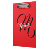 Minimalistisch moderner Monogramm Anfangsname rot Klemmbrett (Links)