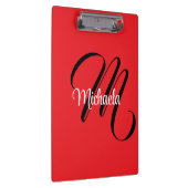 Minimalistisch moderner Monogramm Anfangsname rot Klemmbrett (Rechts)