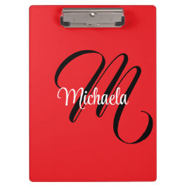 Minimalistisch moderner Monogramm Anfangsname rot Klemmbrett