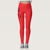Minimalistisch moderner Monogramm Anfangsname rot Leggings (Vorderseite)