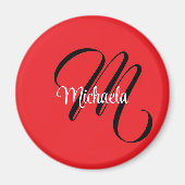 Minimalistisch moderner Monogramm Anfangsname rot Magnet (Vorne)