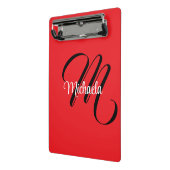 Minimalistisch moderner Monogramm Anfangsname rot Mini Klemmbrett (Gewinkelt2)