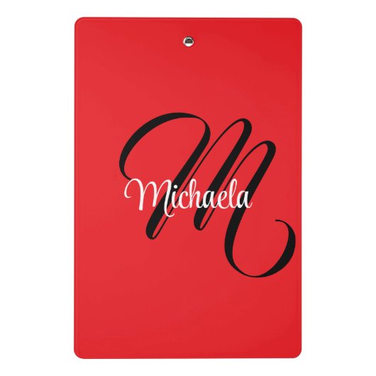 Minimalistisch moderner Monogramm Anfangsname rot Mini Klemmbrett (Rückseite)