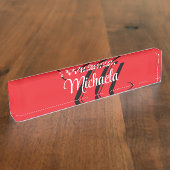 Minimalistisch moderner Monogramm Anfangsname rot Namensplakette (Seite)