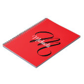 Minimalistisch moderner Monogramm Anfangsname rot Notizblock (Linke Seite)