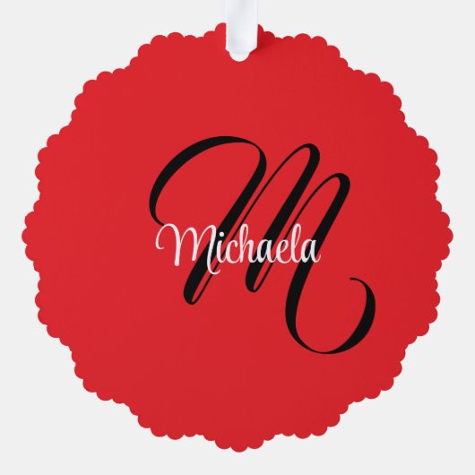 Minimalistisch moderner Monogramm Anfangsname rot Ornament Karte (Rückseite)