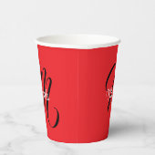 Minimalistisch moderner Monogramm Anfangsname rot Pappbecher (Rechts)