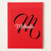 Minimalistisch moderner Monogramm Anfangsname rot Planer (Rückseite)