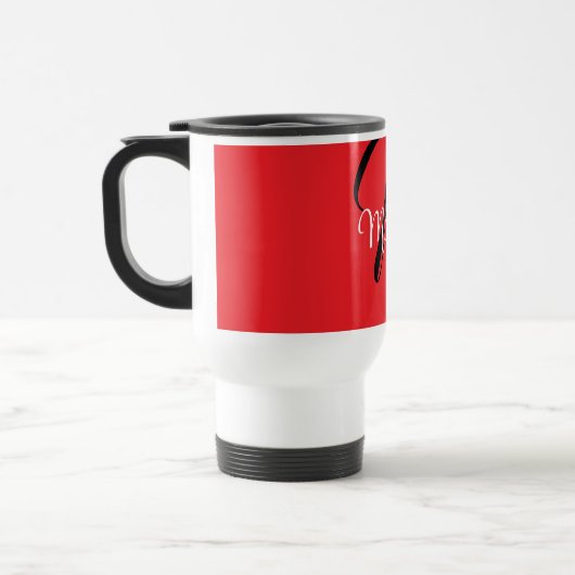 Minimalistisch moderner Monogramm Anfangsname rot Reisebecher (Links)