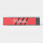 Minimalistisch moderner Monogramm Anfangsname rot Schreibtischnamensplakette (Vorderseite )