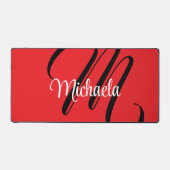 Minimalistisch moderner Monogramm Anfangsname rot Schreibtischunterlage (Vorderseite)