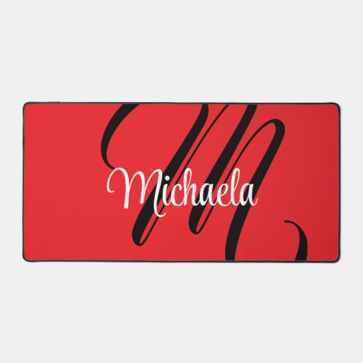 Minimalistisch moderner Monogramm Anfangsname rot Schreibtischunterlage (Vorderseite)
