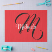 Minimalistisch moderner Monogramm Anfangsname rot Seidenpapier (Basteln)