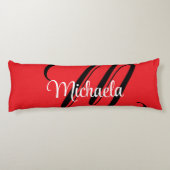 Minimalistisch moderner Monogramm Anfangsname rot Seitenschläferkissen (Rückseite)