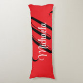 Minimalistisch moderner Monogramm Anfangsname rot Seitenschläferkissen (Vorderseite Vertikal)