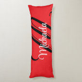 Minimalistisch moderner Monogramm Anfangsname rot Seitenschläferkissen (Rückseite (Vertikal))