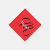 Minimalistisch moderner Monogramm Anfangsname rot Serviette (Ecke)