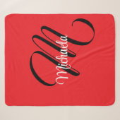 Minimalistisch moderner Monogramm Anfangsname rot Sherpadecke (Vorderseite (Horizontal))