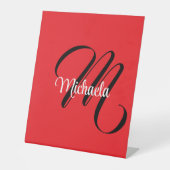 Minimalistisch moderner Monogramm Anfangsname rot Sockelschild (Vorderseite)