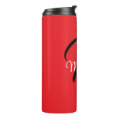 Minimalistisch moderner Monogramm Anfangsname rot Thermosbecher (Nach links gedreht)